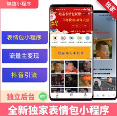 抖音全网热门表情包分享小程序源码带流量主广告